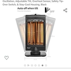 Comfort Zone CZHTV9 400/800-Watt Oscillating Flat Panel Halogen Infrared Heater
